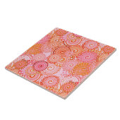 Carreau motif tourbillon fractal, corail et rose (Côté)