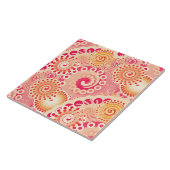 Carreau motif tourbillon fractal, corail, pêche (Côté)