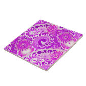 Carreau Motif tourbillon fractal, nuances d'orchidée (Côté)