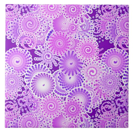 Carreau Motif tourbillon fractal, tons violets (Devant)