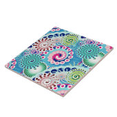 Carreau Motif tourbillon fractal, turquoise, rose, multi (Côté)