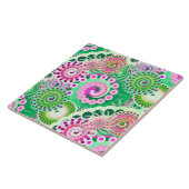 Carreau Motif tourbillon fractal, vert, rose, multi (Côté)