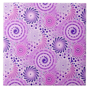 Carreau Motif tourbillon fractal, violet, orchidée