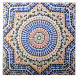 Carreau Motif traditionnel de tuile d'Azulejo de Portugais<br><div class="desc">Beau et rare motif de tuile d'Azulejo en couleurs de trépied bleu,  orange,  marron,  de bronze,  en bon état et jaune de carreau de céramique. L'image a été éditée et appliquée sur cet article par le riverme*.</div>