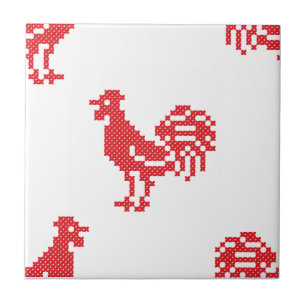 Carreau Motif transparent Red Roosters