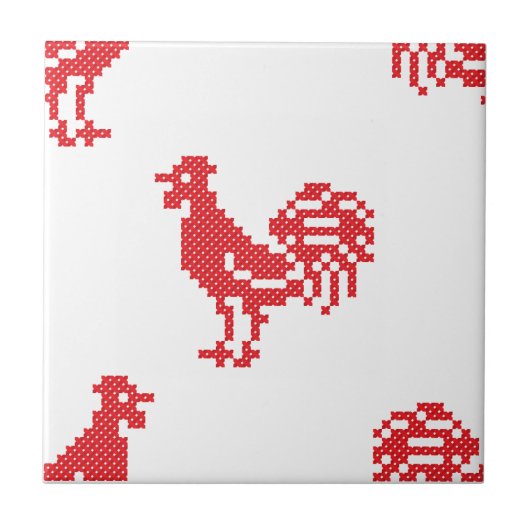 Carreau Motif transparent Red Roosters (Devant)