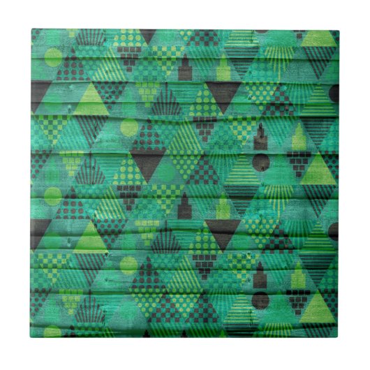 Carreau Motif triangle vert émeraude foncé (Devant)