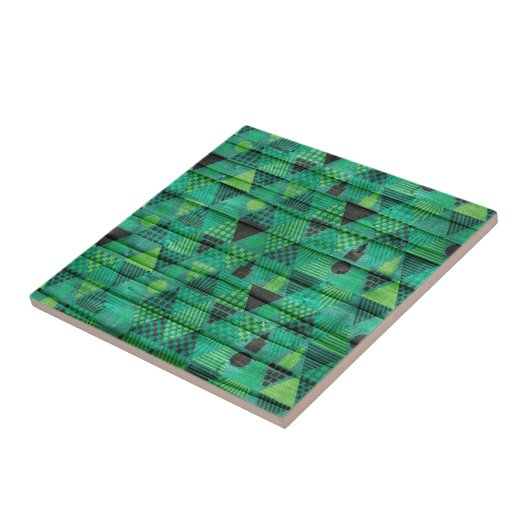 Carreau Motif triangle vert émeraude foncé (Côté)