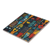 Carreau Motif tribal africain avec idoles. (Côté)