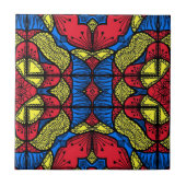 Carreau Motif tribal africain bleu rouge jaune (Devant)