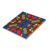Carreau Motif tribal africain bleu rouge jaune (Côté)
