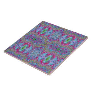 Carreau Motif Trippy Multicolore Ciel Ondulé Bleu