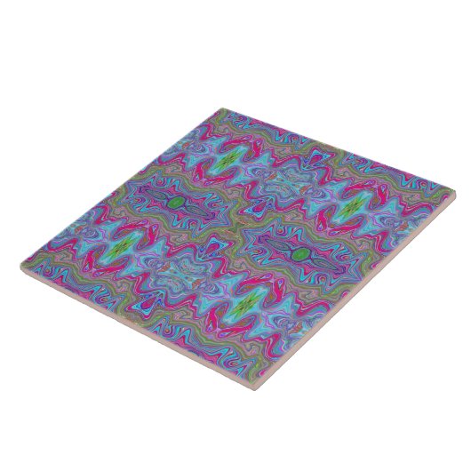 Carreau Motif Trippy Multicolore Ciel Ondulé Bleu (Côté)