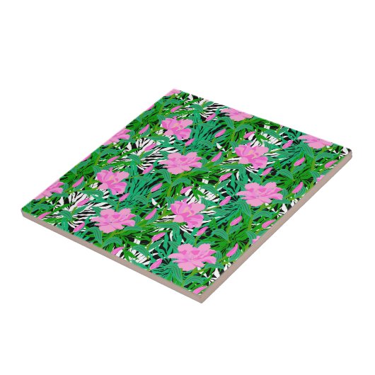 Carreau Motif tropical avec des fleurs de jungle (Côté)
