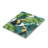 Carreau Motif tropical de feuille de banane de toucans (Côté)
