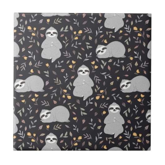 Carreau Motif tropical de paresse de bébé (Devant)