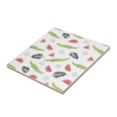 Carreau Motif tropical de pastèque et de crocodile (Côté)