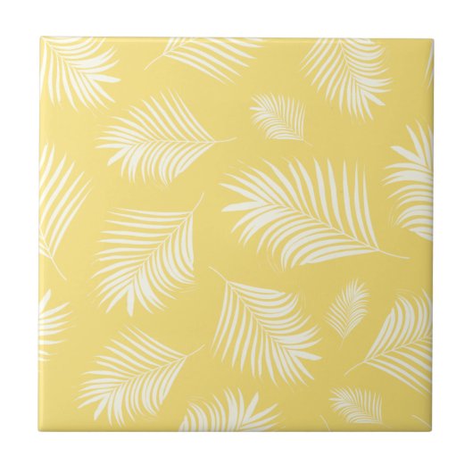 Carreau Motif tropical jaune-jaune à feuilles de palme (Devant)