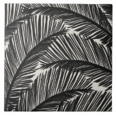 Carreau Motif Tropical moderne en feuille de palme noire (Devant)