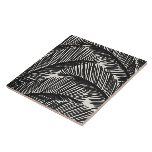 Carreau Motif Tropical moderne en feuille de palme noire (Côté)