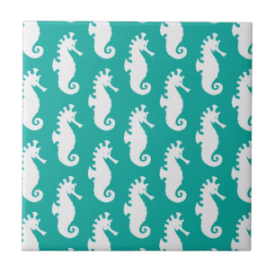 Carreau Motif turquoise 1 d'hippocampe