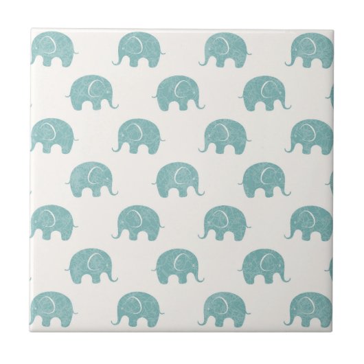 Carreau Motif Turquoise Cute Elephant (Devant)