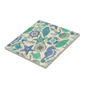 Carreau Motif turquoise d'animaux de mer (Côté)