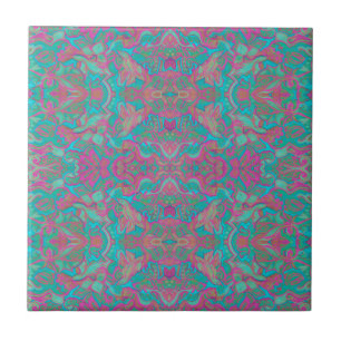 Carreau Motif turquoise de Bohème arabesque