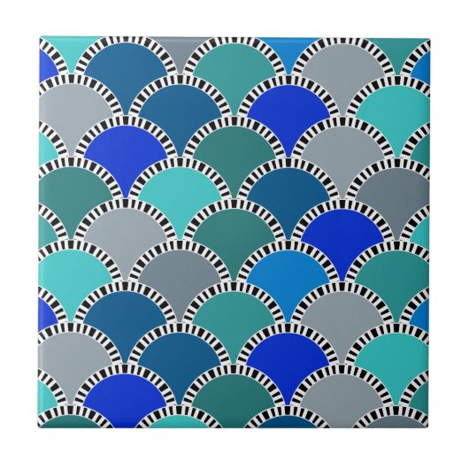 Carreau Motif turquoise de gammes de gris de bleu de (Devant)