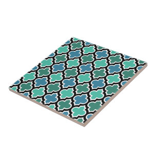 Carreau Motif turquoise de Quatrefoil de bleu de turquoise