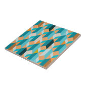 Carreau Motif turquoise et orange de formes (Côté)
