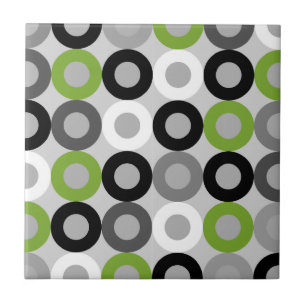 Carreau Motif vectoriel des points noirs et blancs vert mo