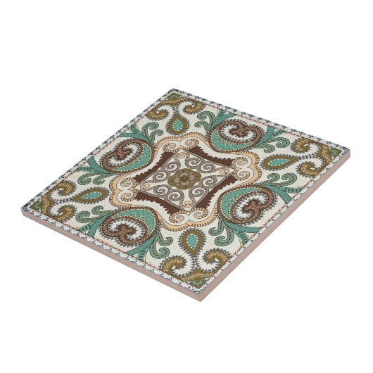 Carreau Motif vert Boho (Côté)