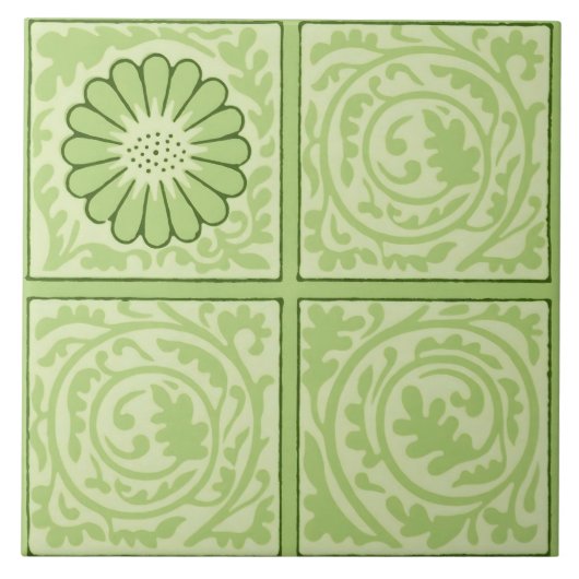 Carreau motif vert de William Morris Diaper (Devant)