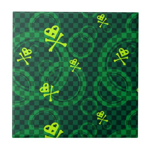 Carreau Motif vert d'Emo avec des cercles (Devant)