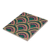 Carreau motif vert en forme de coquillage (Côté)
