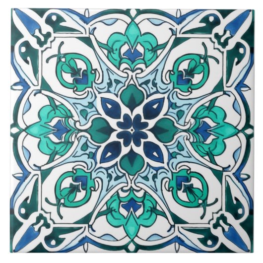 Carreau Motif vert orné rustique (Devant)