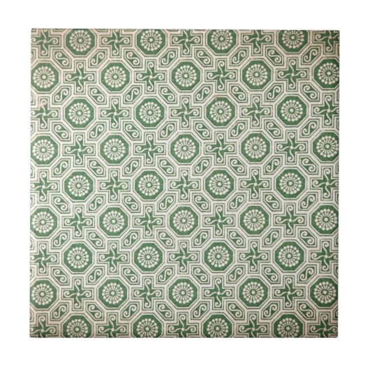 Carreau Motif vert rétro aka indien funky (Devant)
