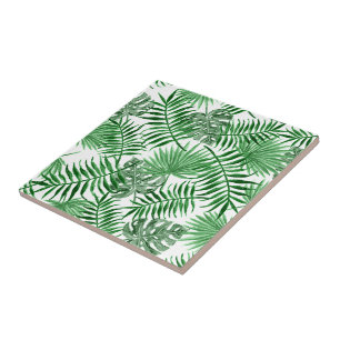 Carreau Motif vert tropical d'été de palmettes