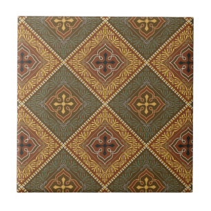 Carreau Motif victorien - Brown et vert