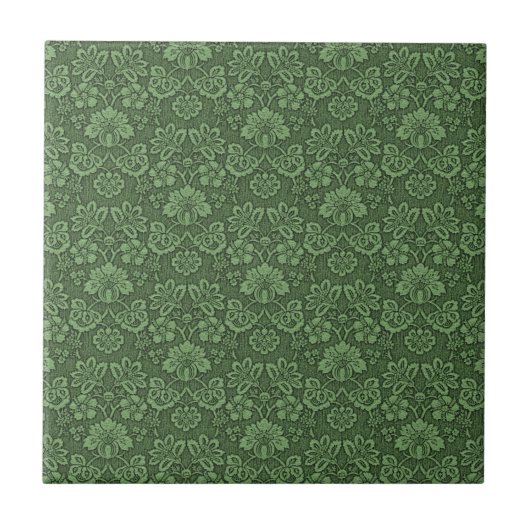 Carreau Motif victorien vert-foncé de style de fleur (Devant)