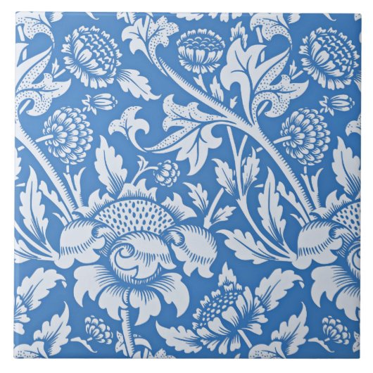 Carreau motif vintage bleu ornemental (Devant)