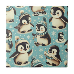 Carreau Motif vintage Cute Penguin