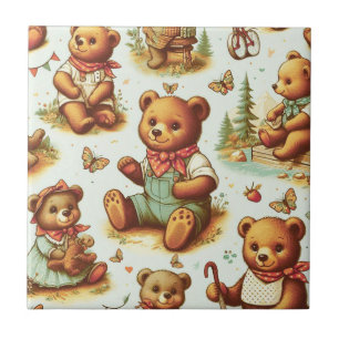 Carreau Motif vintage Cute Teddy Bear
