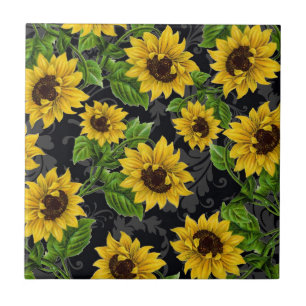 Carreau Motif vintage de tournesol