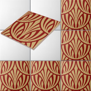 Carreau Motif vintage d'échelle de poissons de feuillage