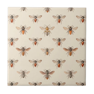 Carreau Motif vintage d'illustration d'abeille
