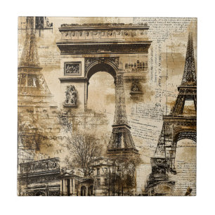 Carreau Motif Vintage Paris – Monuments de la Tour Eiffel
