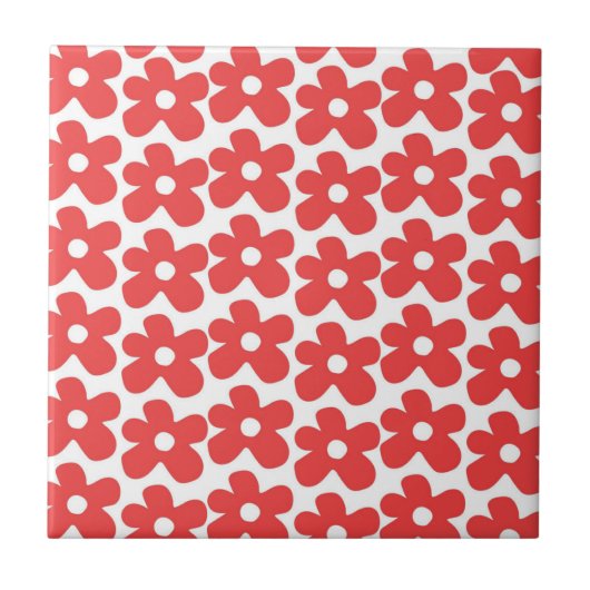 Carreau Motif Y2K à fleurs rouges et blanches (Devant)