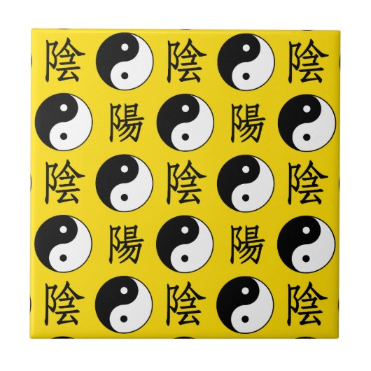 Carreau Motif Yinyang Arrière - plan jaune (Devant)